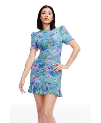 Dress the Population - Women's Metallic Short-Sleeve Bodycon Dress