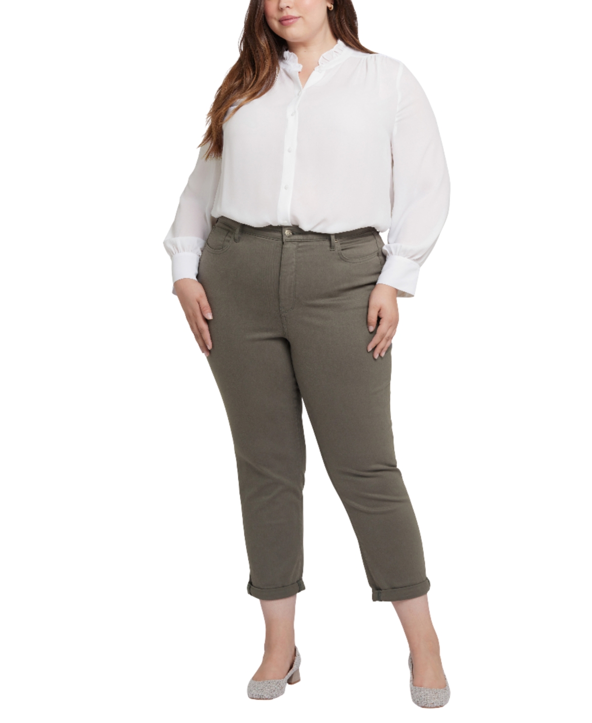 Nydj Plus Size Margot Girlfriend Pull On Jeans In Gray