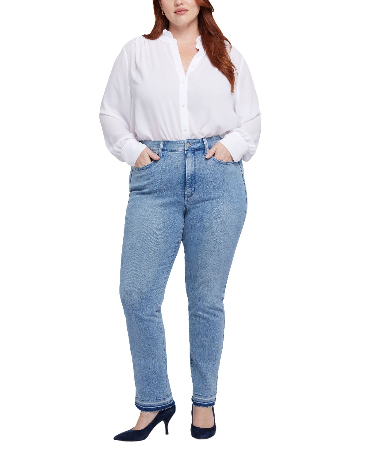 NYDJ Plus Size Marilyn Straight Pull On Jeans view 4 — MAYCSS fashion products
