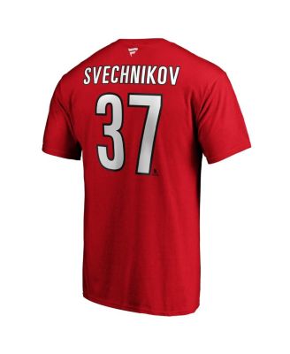 Men's Andrei Svechnikov Red Carolina Hurricanes Authentic Stack Name Number T-Shirt