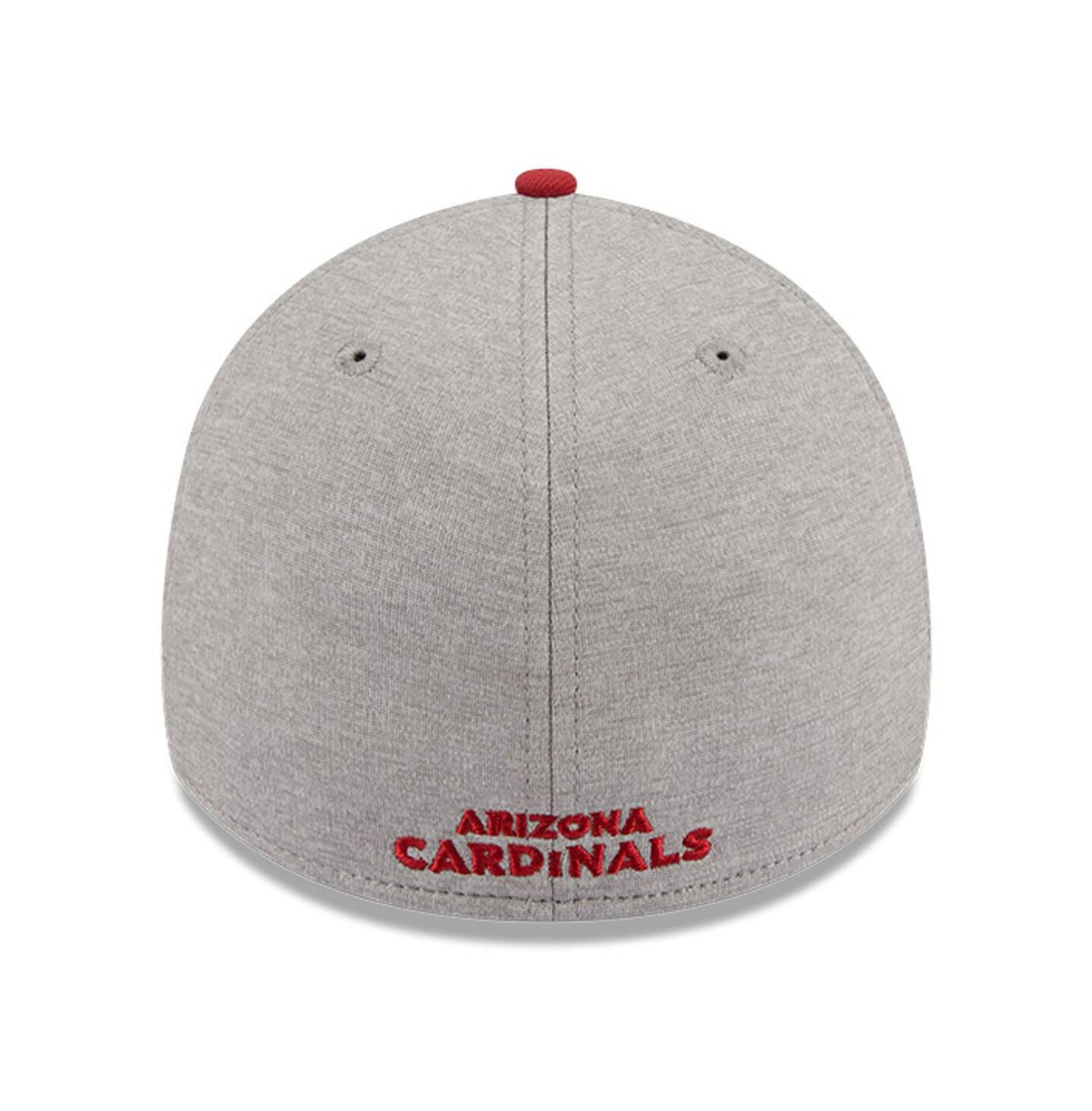 Мужская кепка New Era Heather Gray/Cardinal Arizona Cardinals Striped 39THIRTY Flex Hat — фото 4