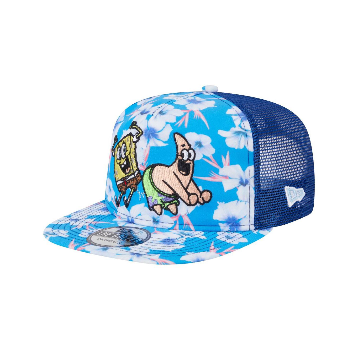 Men's Blue SpongeBob SquarePants Floral Golfer Snapback Hat