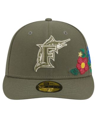 Men's Olive Florida Marlins Cooperstown&nbsp;Collection Tonal Florals 59FIFTY Fitted Hat