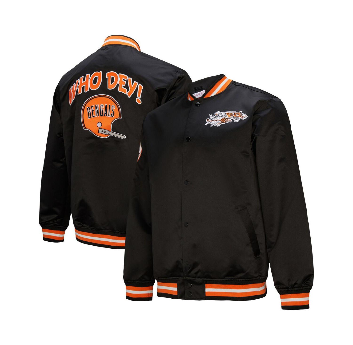 Men's Black Cincinnati Bengals Double Down Satin Full-Snap Jacket