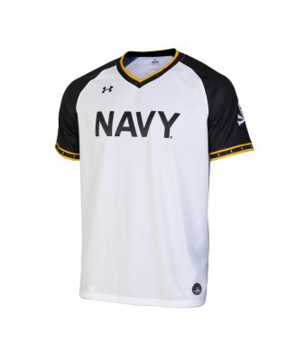 Men's White/Navy Navy Midshipmen Replica Full-Button Baseball Jersey