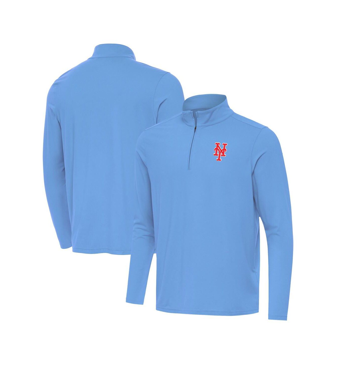 Мужская толстовка Antigua Powder Blue New York Mets Intent Quarter-Zip — фото 1