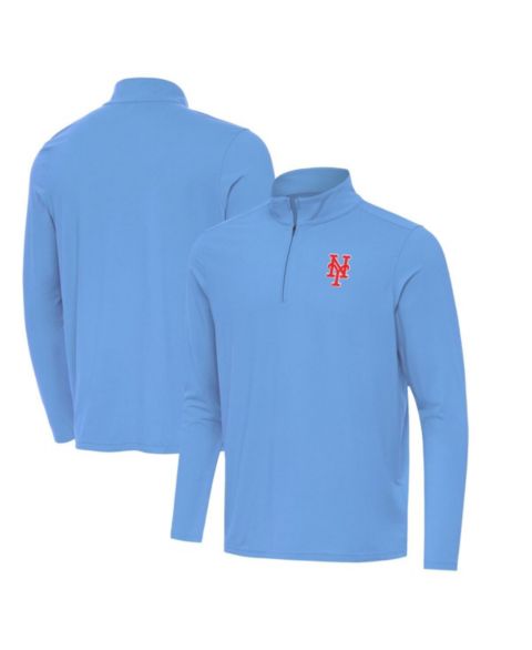 Мужская толстовка Antigua Powder Blue New York Mets Intent Quarter-Zip