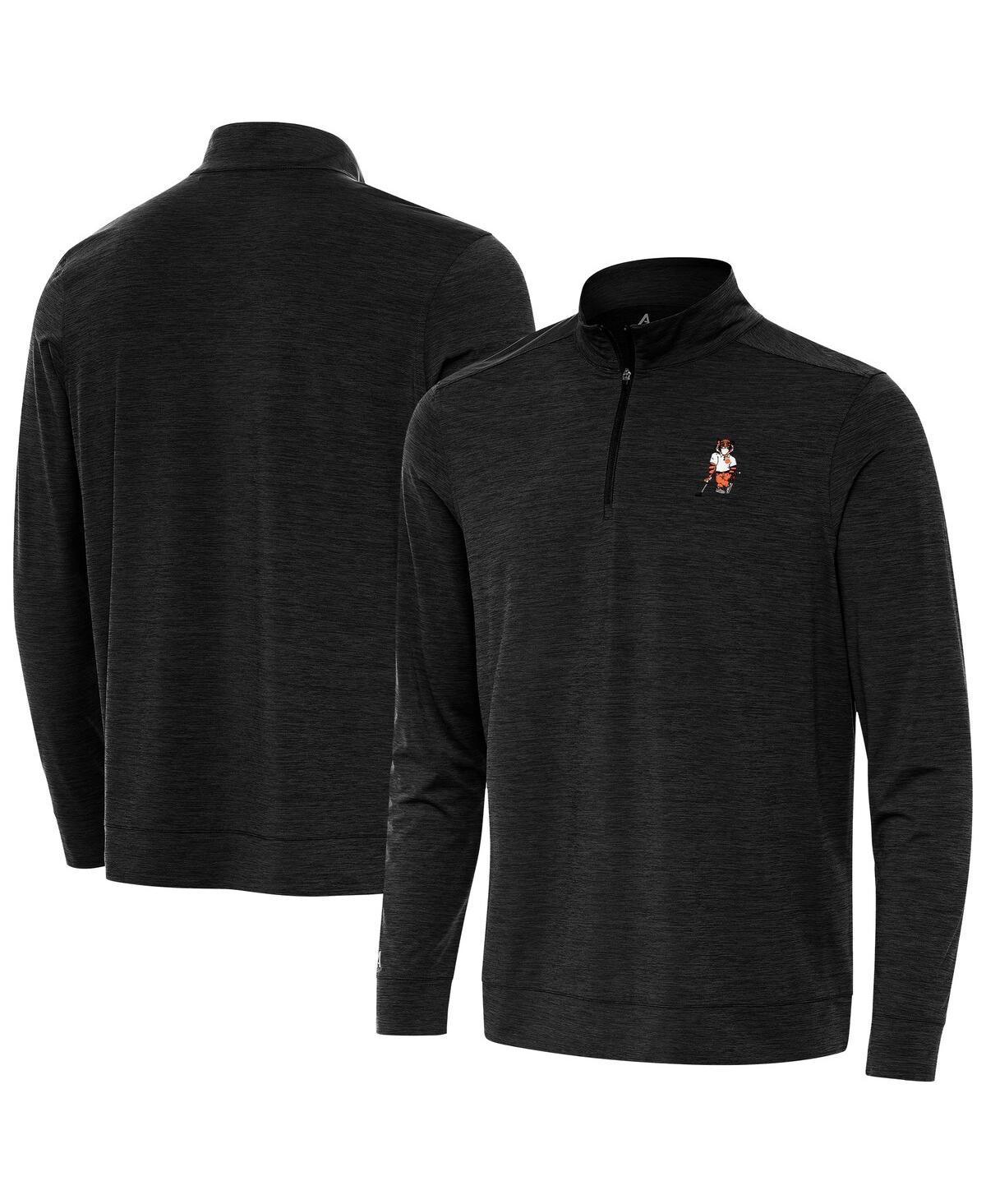 Men's Heather Black Clemson Tigers Golfer Bright Quarter-Zip Sweatshirt - Heather Black
