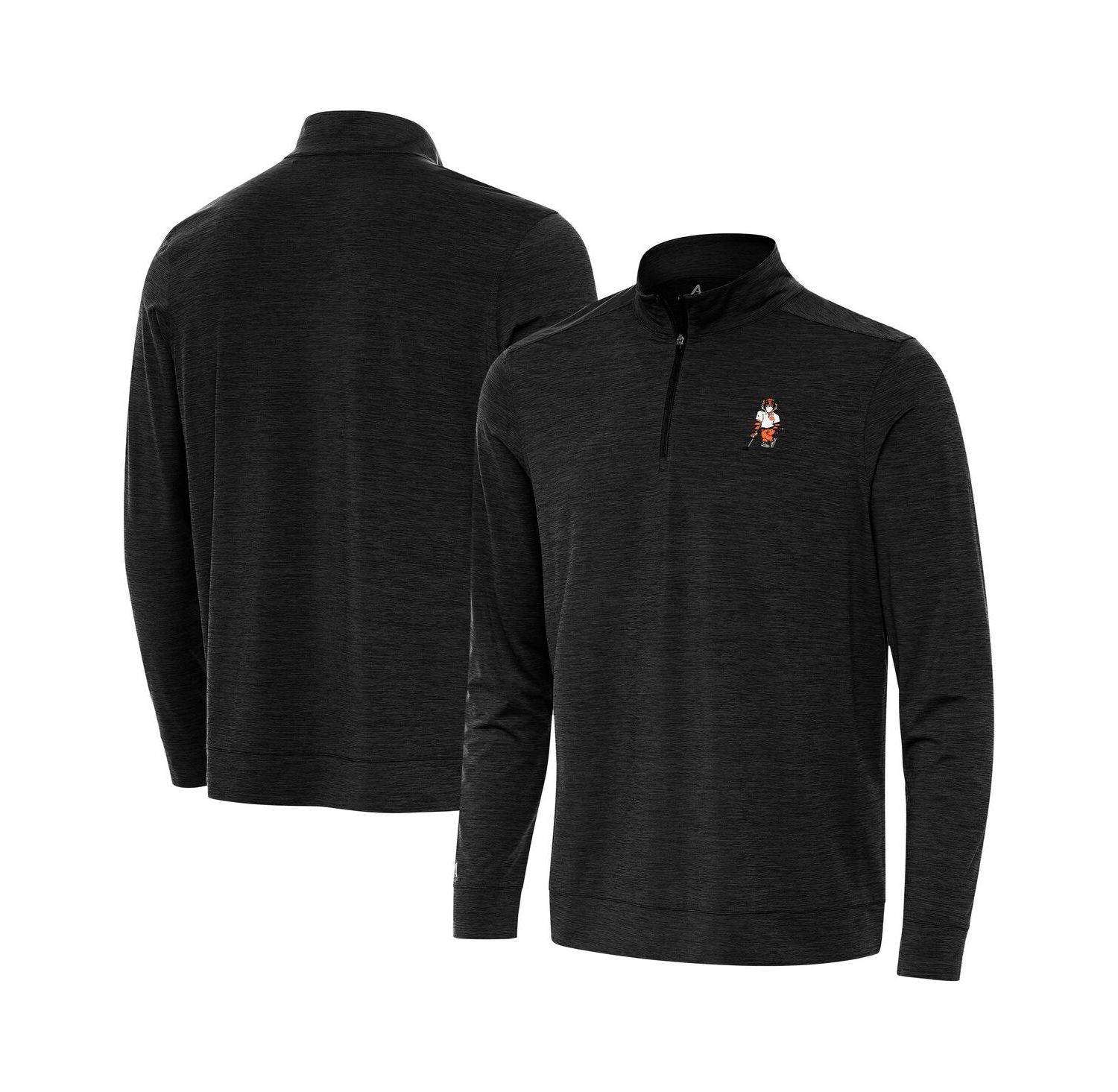 Men's Heather Black Clemson Tigers Golfer Bright Quarter-Zip Sweatshirt
