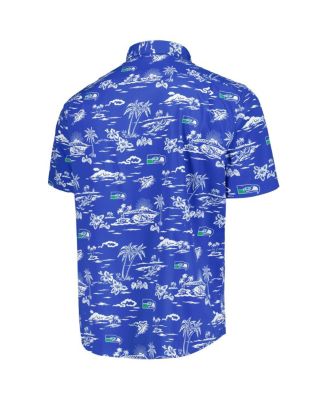 Men's Royal Seattle Seahawks Throwback Kekai&nbsp;Print Button-Up Shirt