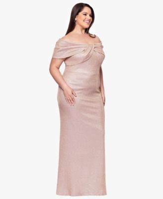 Plus Size Off-The-Shoulder Long Sheath Dress