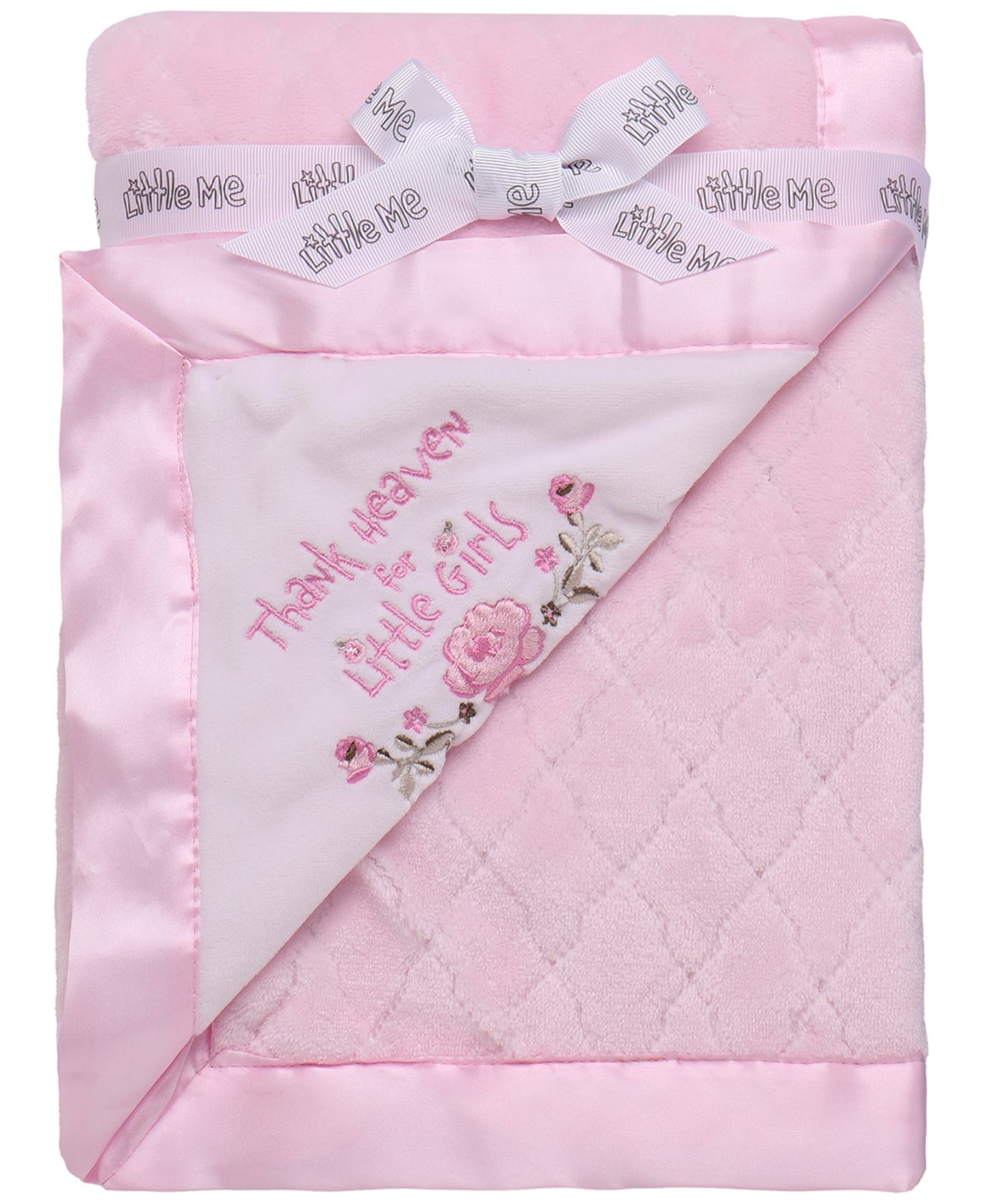 Детское одеяло Little Me Thank Heaven for Little Girls с атласом, цвет: Розовый — фото 1