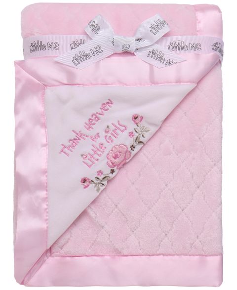 Детское одеяло Little Me Thank Heaven for Little Girls с атласом, цвет: Розовый
