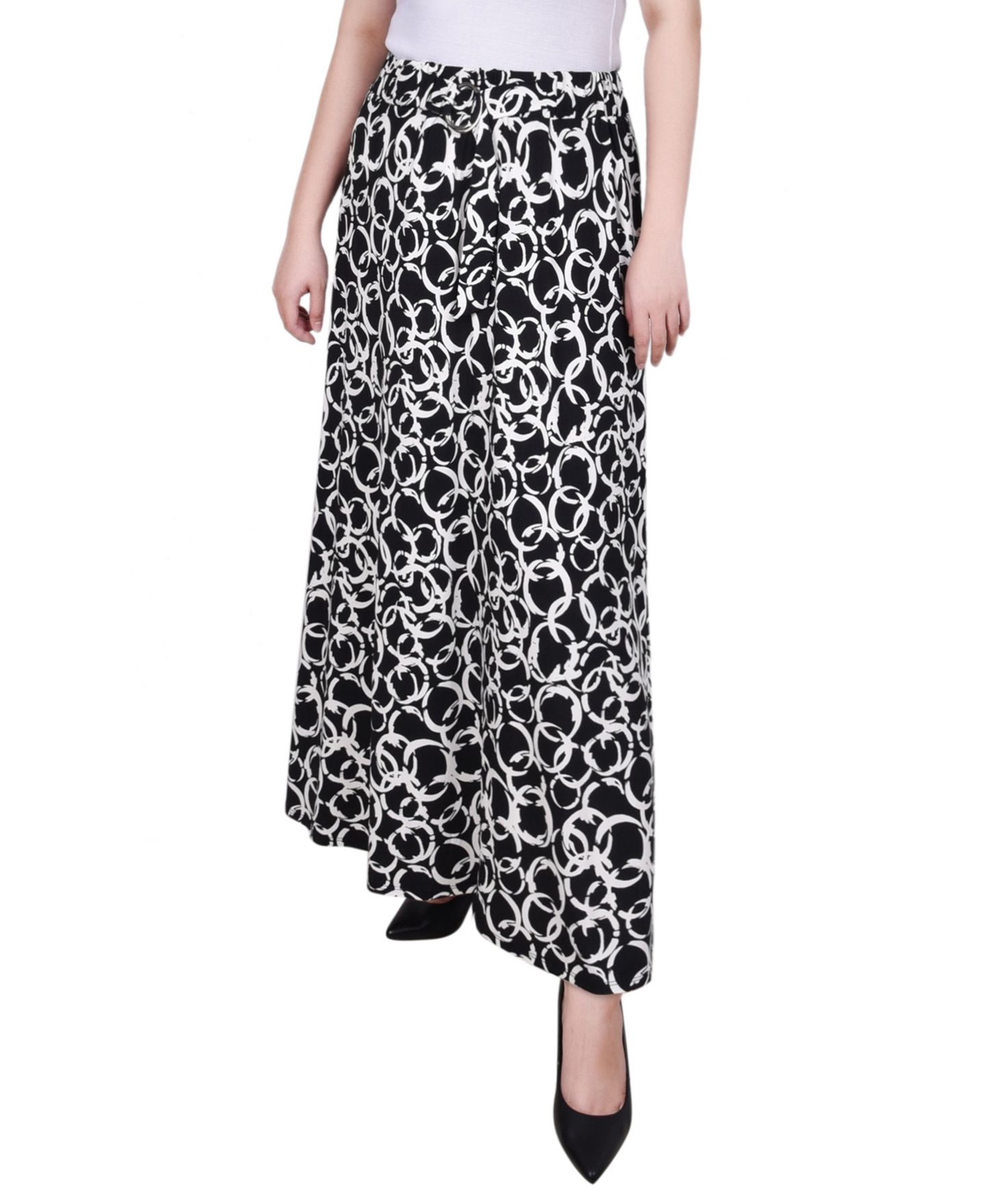 Женская юбка NY Collection Petite Ring Midi-Length, цвет: Чёрный белый — фото 1