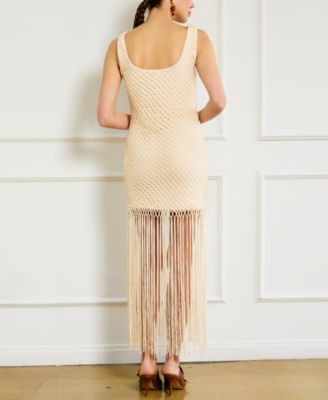Women's Dafne Sequin Fringe-Trim Maxi Dress