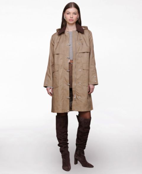 Женские куртки Avec Les Filles Hooded Midi Canvas Jacket