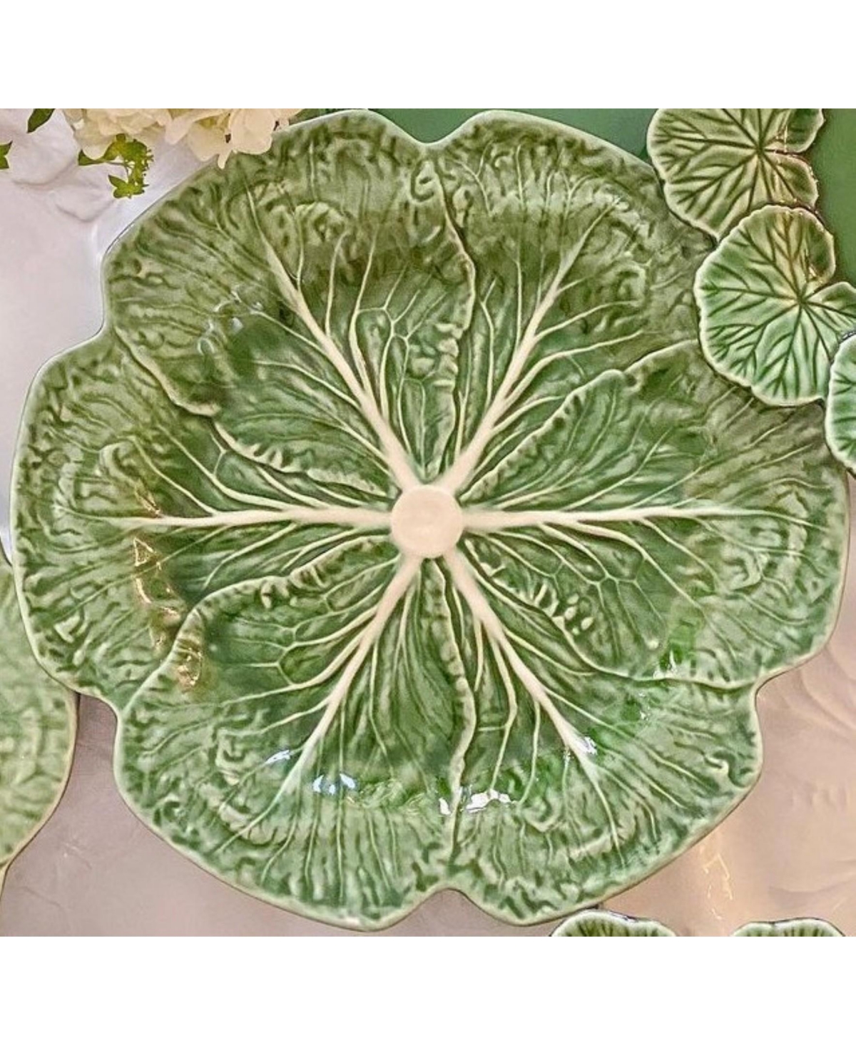 Bordallo Pinheiro Cabbage Dinner Plates, Set Of 4 In Green