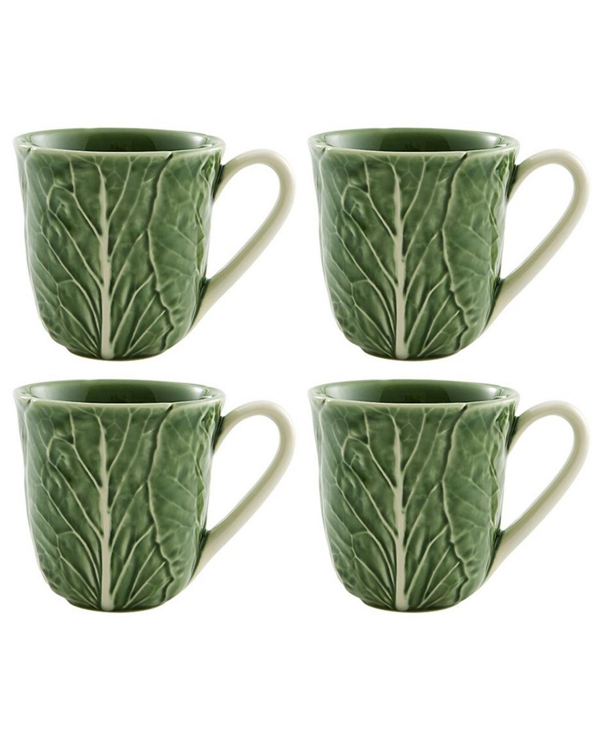 Bordallo Pinheiro Cabbage Leaf Mug, Set Of 4 In Green