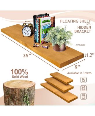 2 Pack 35" Solid Wood Floating Shelves