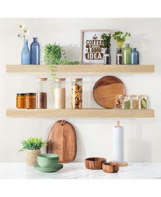 2 Pack 35" Solid Wood Floating Shelves