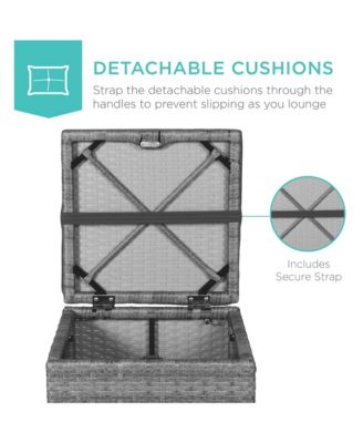 Set of 2 Wicker Ottomans, Multipurpose Furniture w/ Removable Cushions, Steel Frame