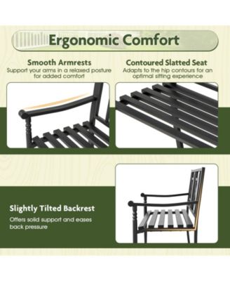 51'' Metal Bench Slatted Garden Bench for 2-3 People Patio Park-Style Loveseat