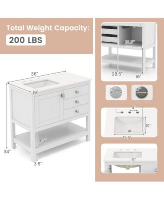 Freestanding Bathroom Vanity Unit with Basin Floor Storage Cabinet