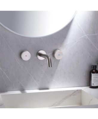 Two-Handle Wall-Mounted Bathroom Sink Faucet in Brushed Gold Finish