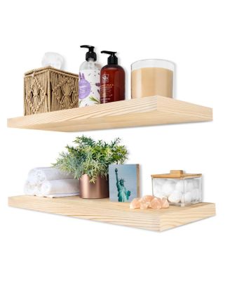 2 Pack 24" Solid Wood Floating Shelves - for Bathroom Decor, Books, Bedroom and Living Room