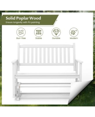 2 Seats Outdoor Glider Bench Poplar Wood Patio Swing Glider Loveseat Chair w/ Armrests