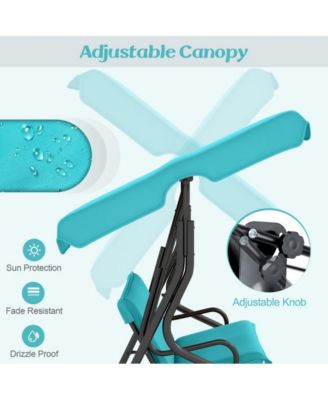 3 Seat Outdoor Patio Canopy Porch Swing with Cushioned Steel Frame