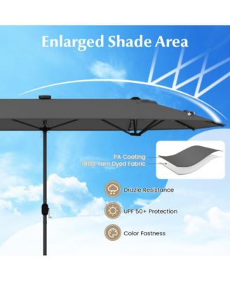 13feet Double-sided Patio Umbrella with Solar Lights for Garden Pool Backyard