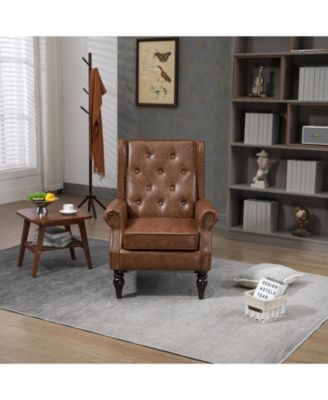 Pu Wood Frame Armchair, Modern Accent Chair Lounge Chair For Living Room