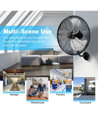 20 Inch Industrial 3-Speed Oscillating Wall Fan with Aluminum Blades for Shop, Garage, Warehouse & Factory Wall Mount Fan