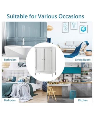 2-Door Free-Standing Bathroom Cabinet with Shelf