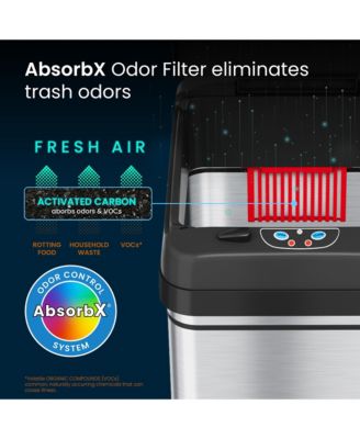 13 Gallon / 49 Liter Stainless Steel Kitchen Trash Can with Odor Filter  and AC Adapter