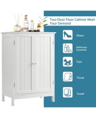 2-Door Free-Standing Bathroom Cabinet with Shelf