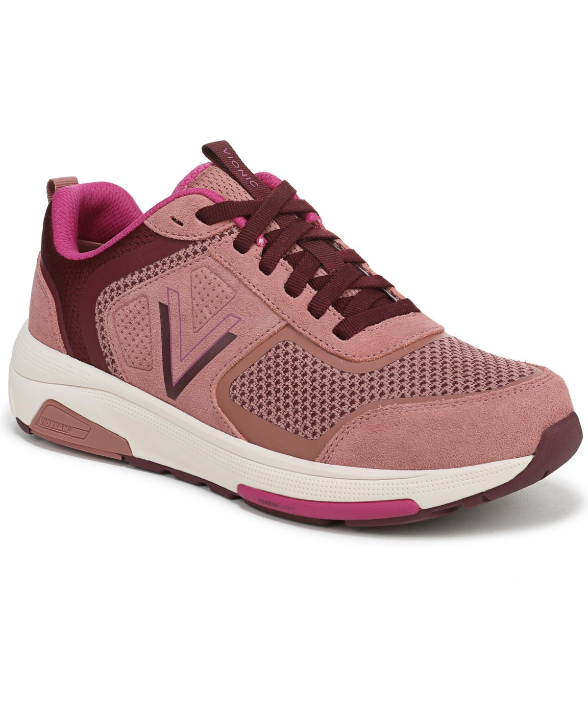 Womens Walk Strider Knit Walking Shoes - Cinder rose knit/suede
