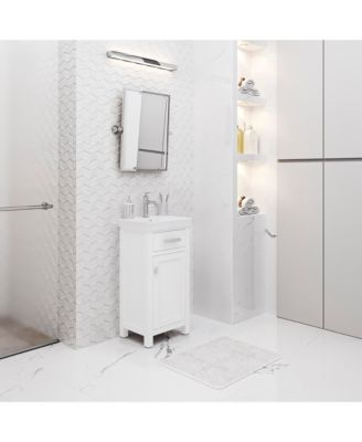 Mia 18 in. W Bath Vanity in Pure White Finish with Ceramics Integrated Vanity Top with White Basin