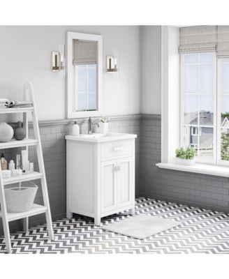 Myra Collection 24 in. Bathroom Vanity in Pure White with Ceramics Vanity Top in White - Vanity Only