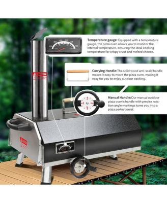 12" Premium Stainless Steel Pizza Oven,Semi-Automatic Portable Double Insulation Oven