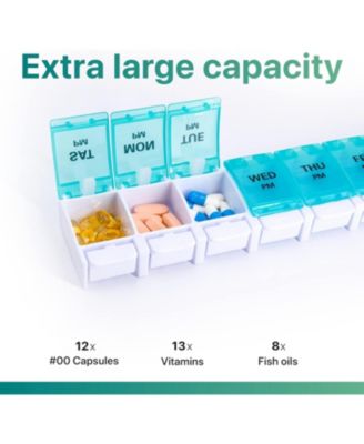 Weekly Pill Organizer 7 Day 2 Times A Day, AM PM Medicine Pill Box with Easy Push Button