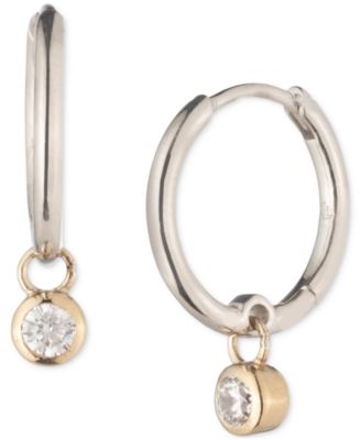 Lauren Ralph Lauren - Two-Tone Cubic Zirconia Hoop Drop Earrings
