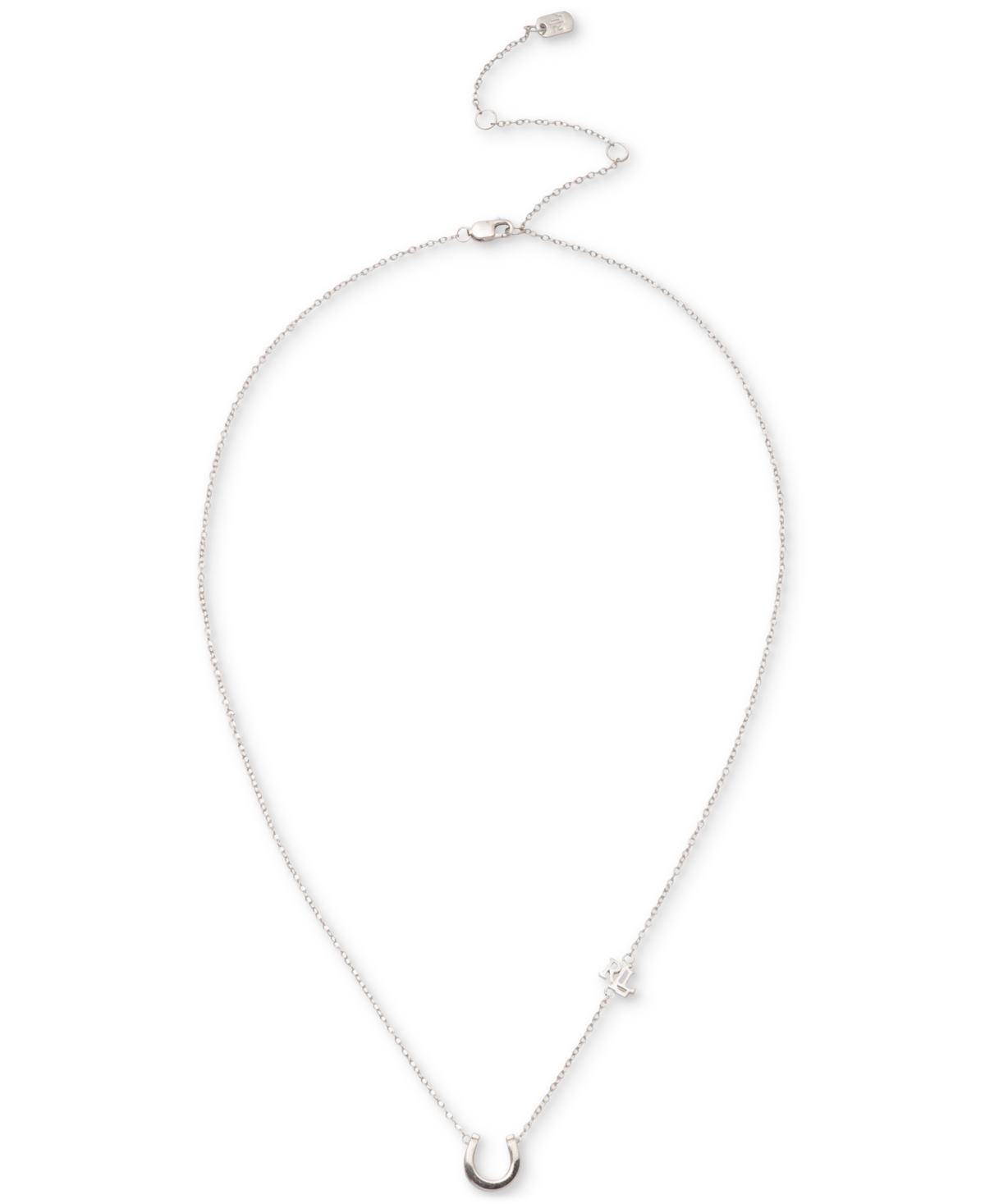 Ralph Lauren Sterling Silver Horseshoe Pendant Necklace, 16" + 3" Extender In Metallic