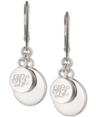 Sterling Silver Script Coin Drop Earrings