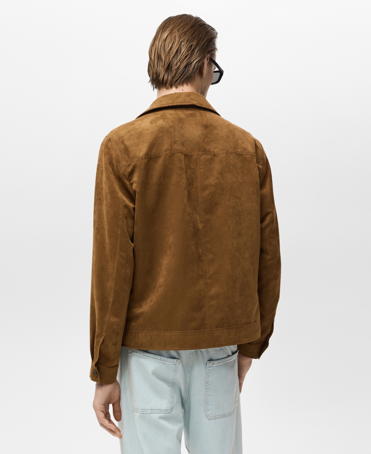 Mango Men's Suede Effect Overshirt In Brown