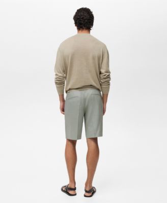 Men's Linen Pleated Bermuda Shorts