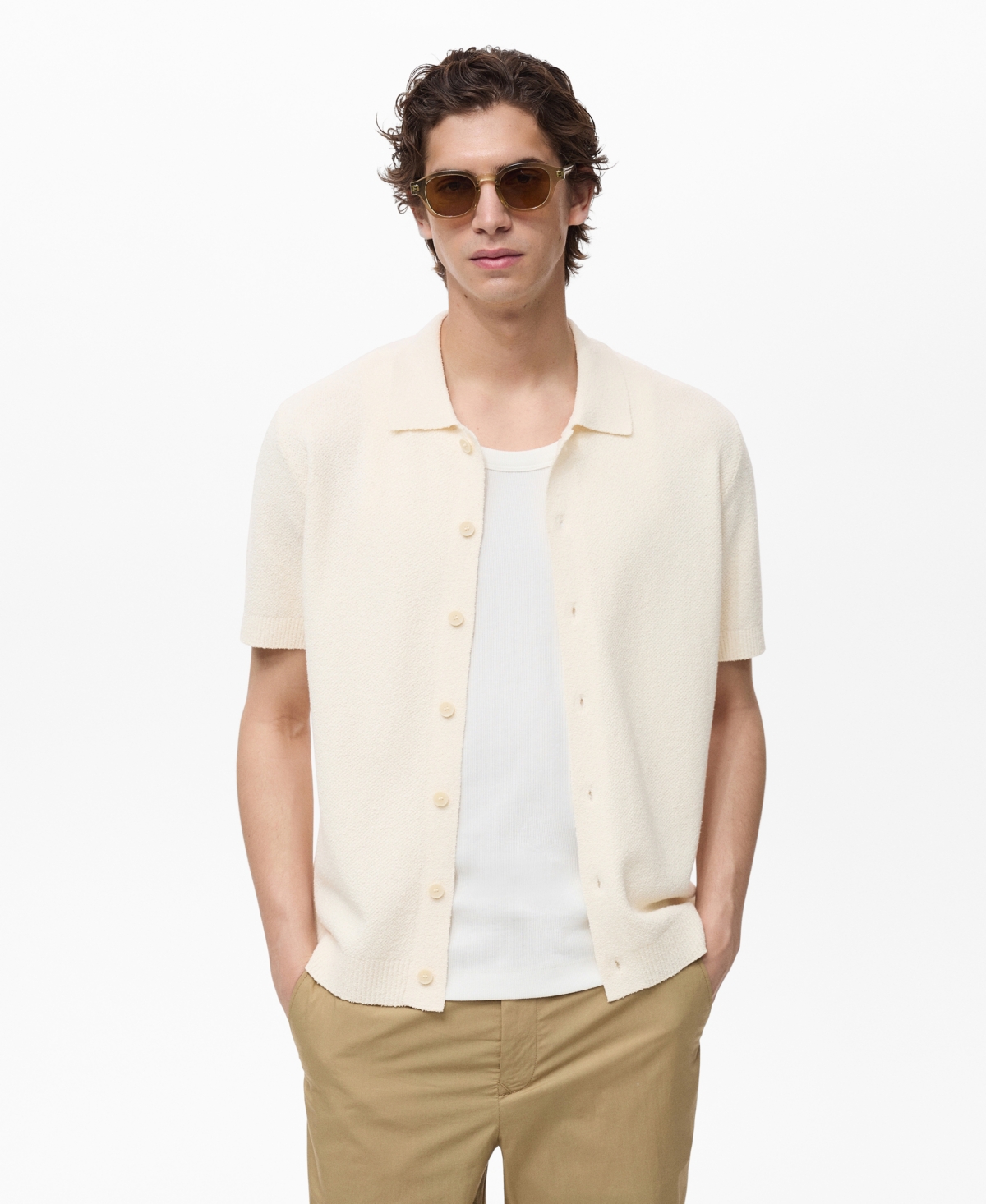 Men's Fine Knit Shirt - Ivory White