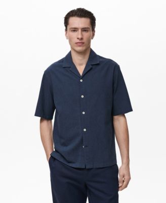 MANGO - Men's Embroidered Bowling Collar Shirt