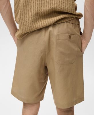Men's Drawstring Linen Bermuda Shorts